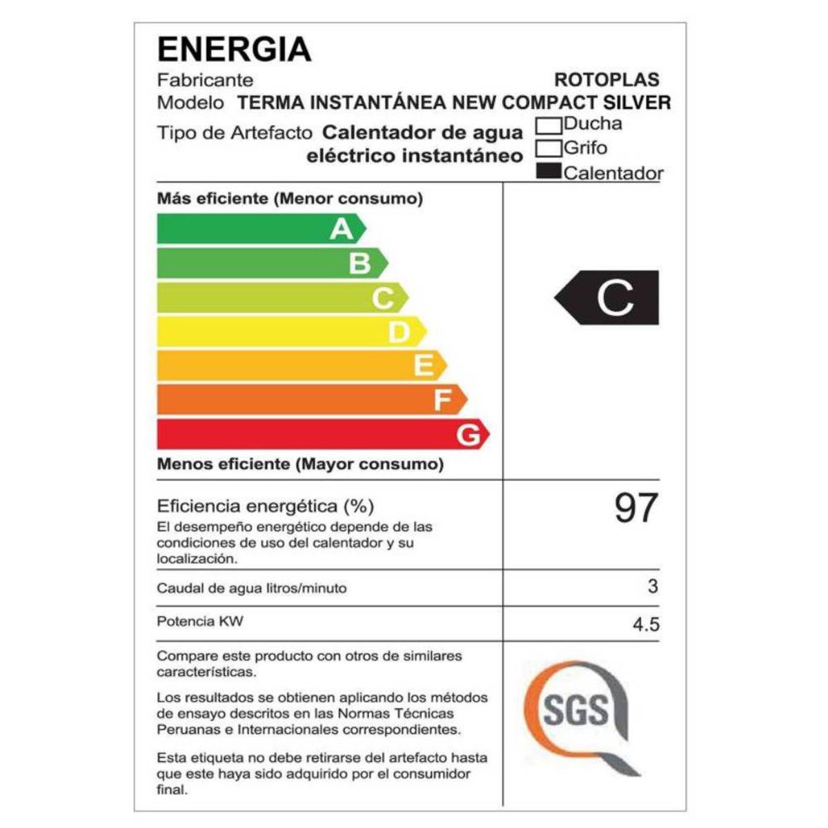 ROTOPLAS - Terma Instantánea Rotoplas NEW COMPACT Silver