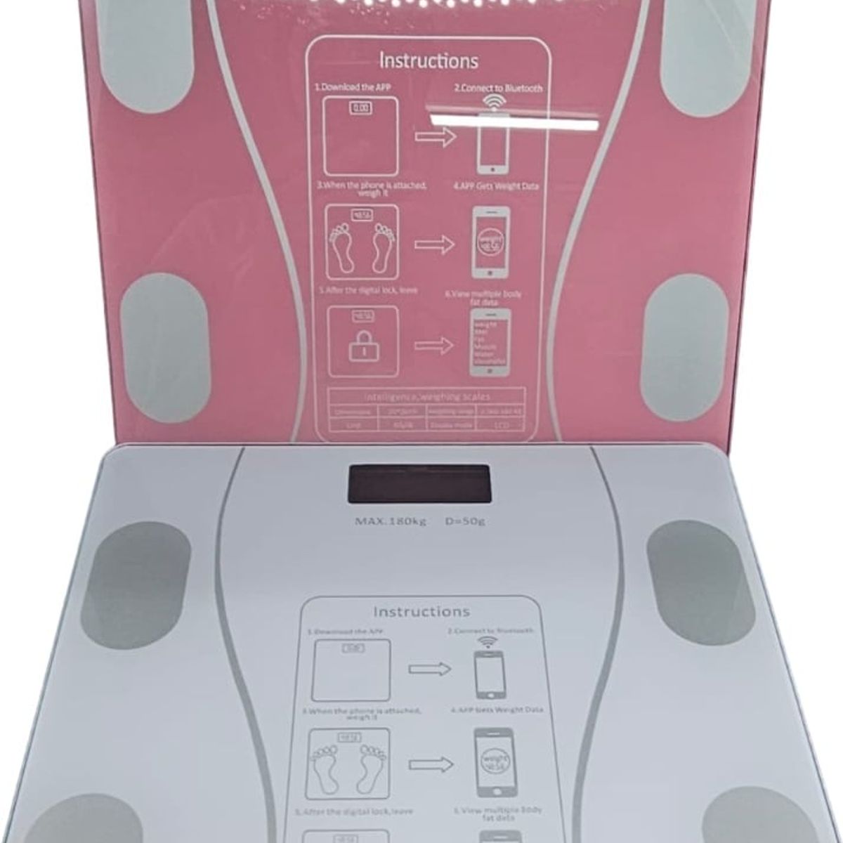 GENERICO - BALANZA DIGITAL BLUETOOTH CAPACIDAD 180 KG – A PILAS - ROSADO