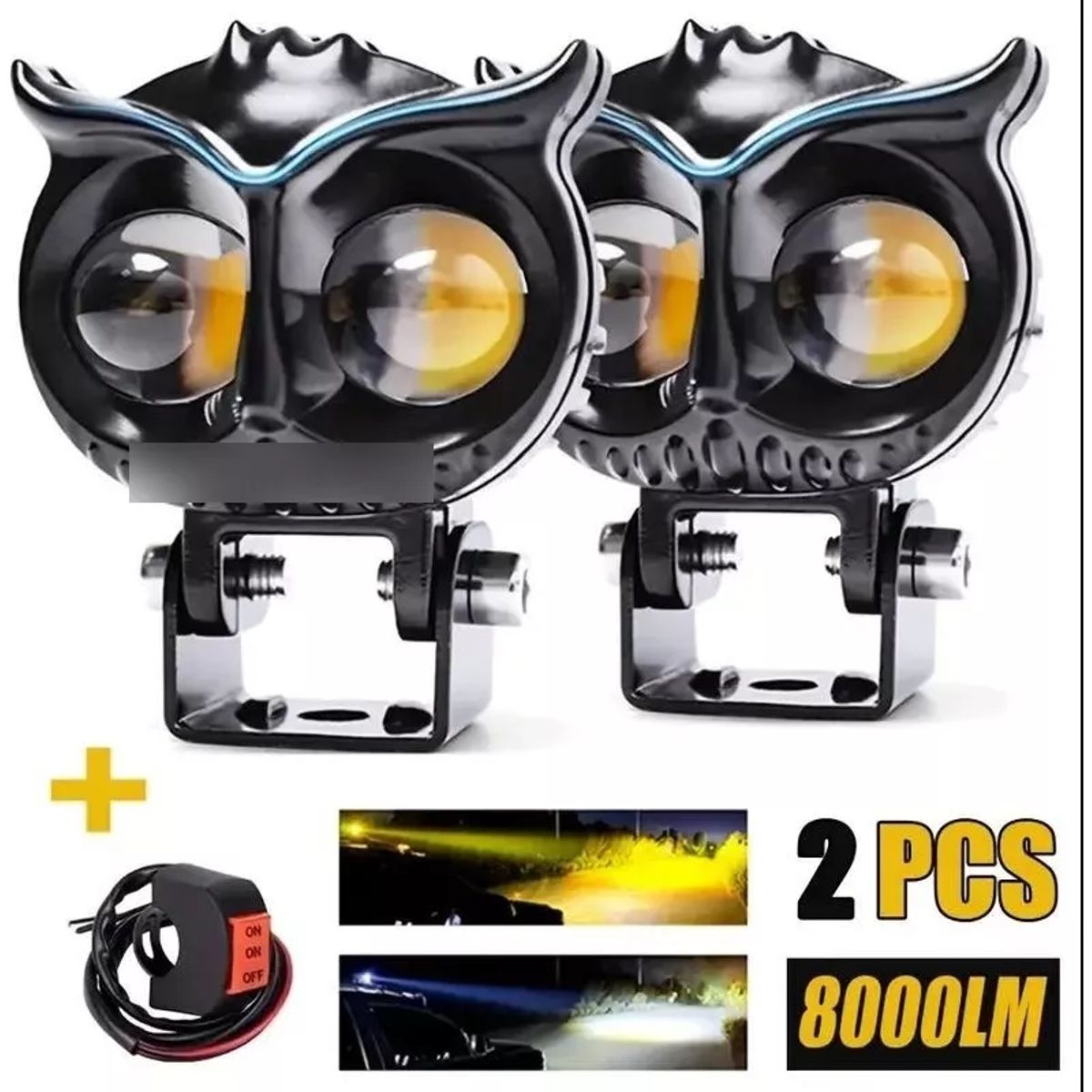 GENERICO - Par Faros Auxiliares Led 80w Altabaja Doble Color Auto Moto