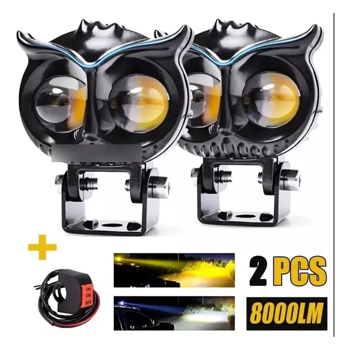 GENERICO - Par Faros Auxiliares Led 80w Altabaja Doble Color Auto Moto