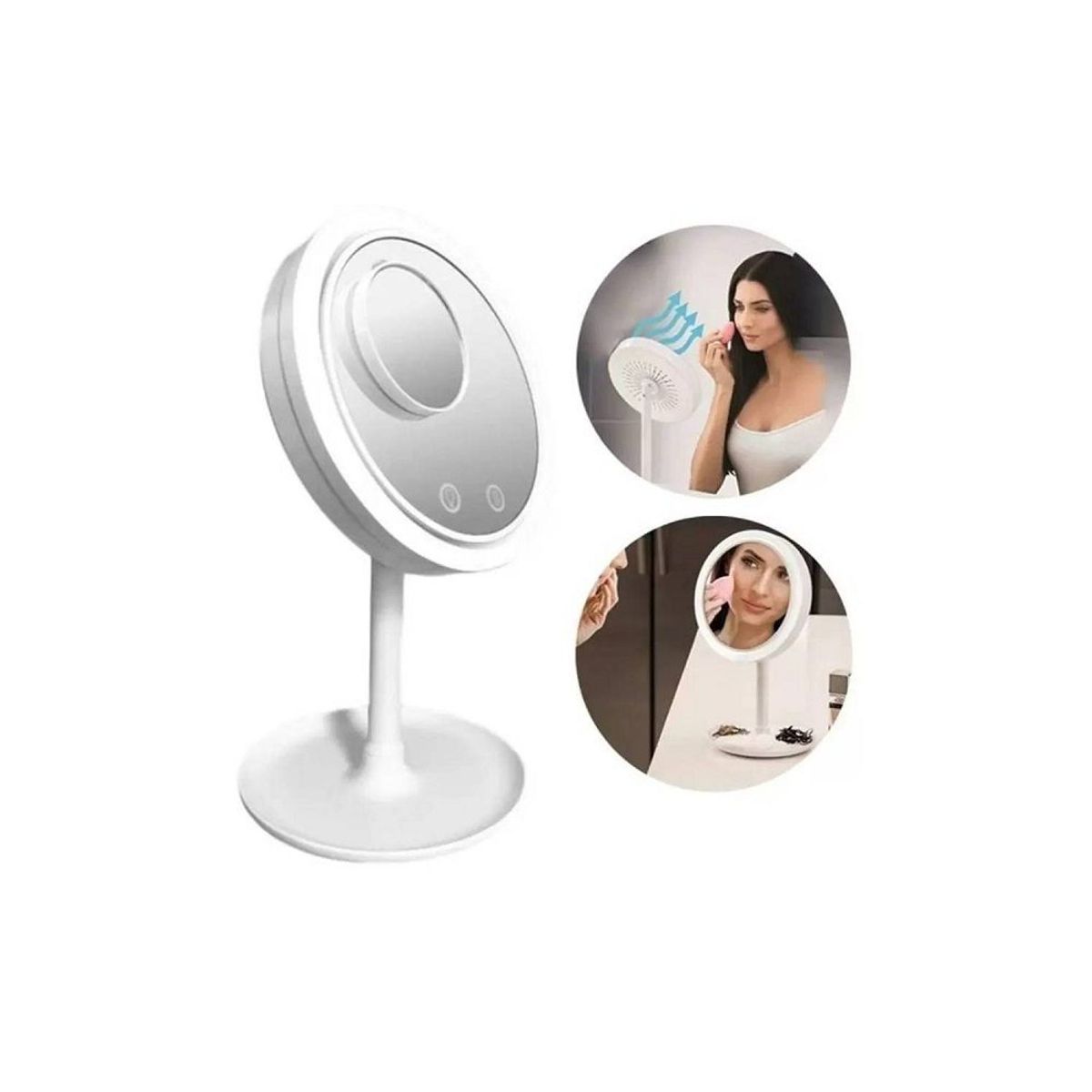 OTTOWARE - ESPEJO 3 EN 1 CIRCULAR CON LUZ LED