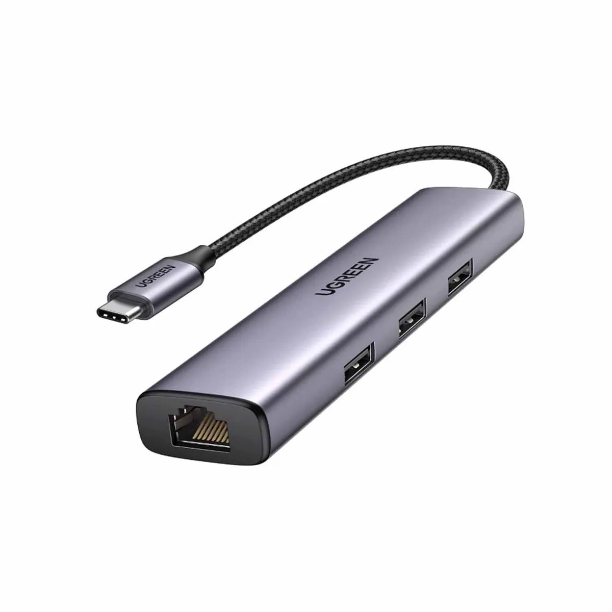 UGREEN - Adaptador Ugreen USB C a Ethernet Hub 4 en 1 Gigabit RJ45 3 USB 3.0