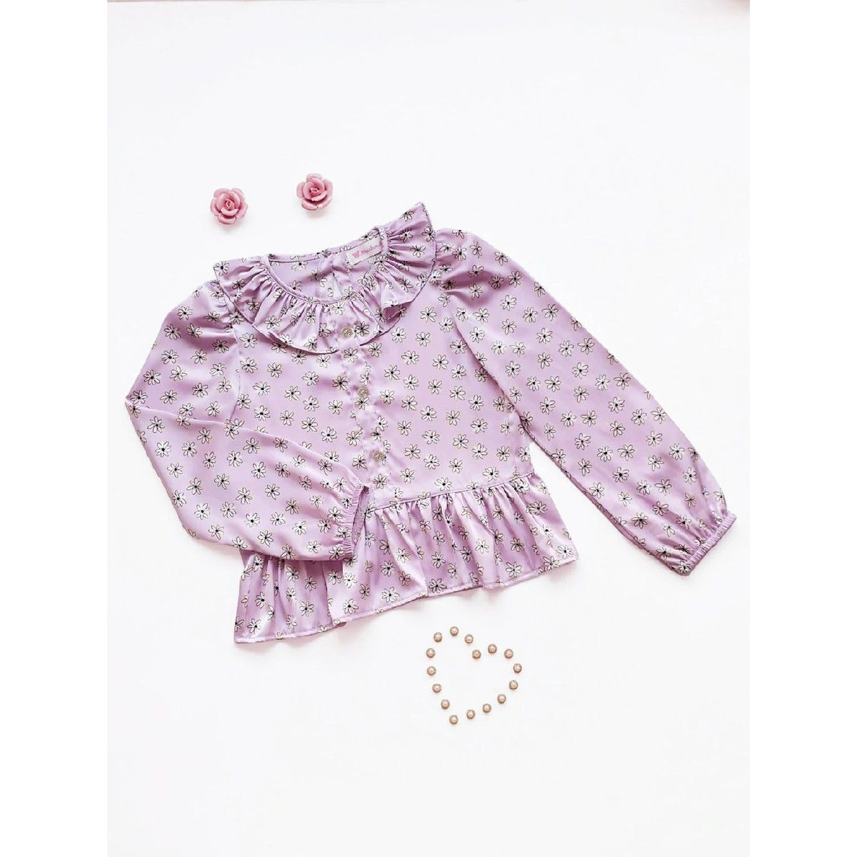 KIDS MASHMELO - Blusa en Seda con Faldon Recogido para Niña Kids Mashmelo