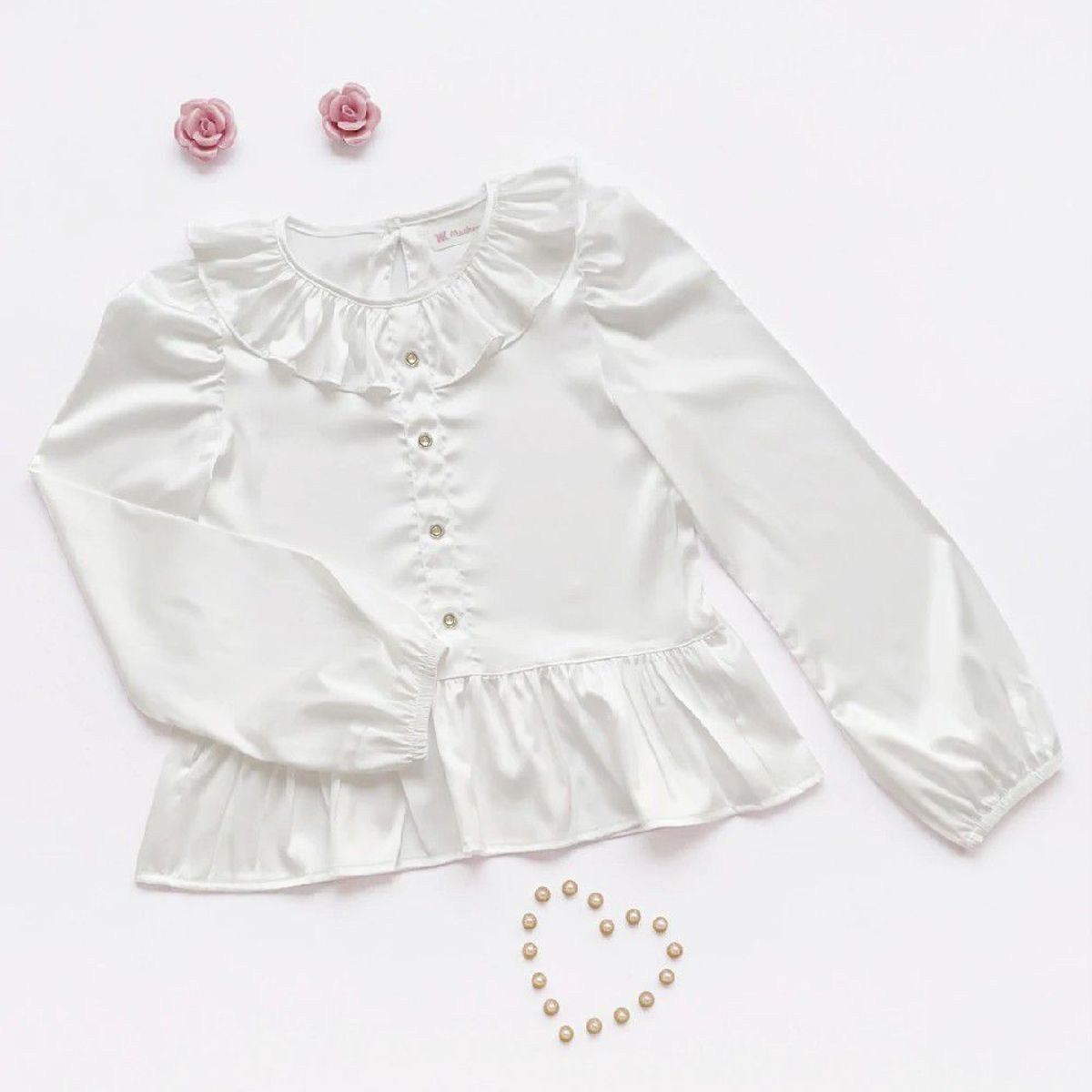 KIDS MASHMELO - Blusa en Seda con Faldon Recogido para Niña Kids Mashmelo