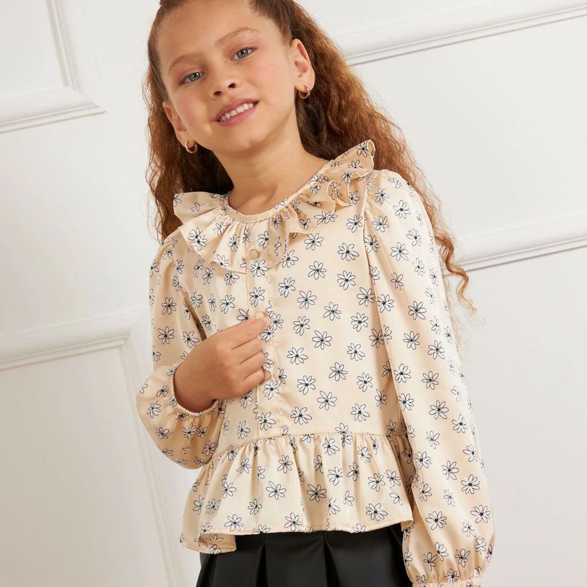 KIDS MASHMELO - Blusa en Seda con Faldon Recogido para Niña Kids Mashmelo