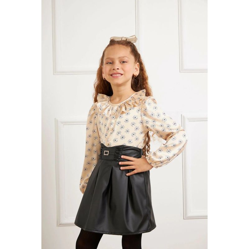 KIDS MASHMELO - Blusa en Seda con Faldon Recogido para Niña Kids Mashmelo