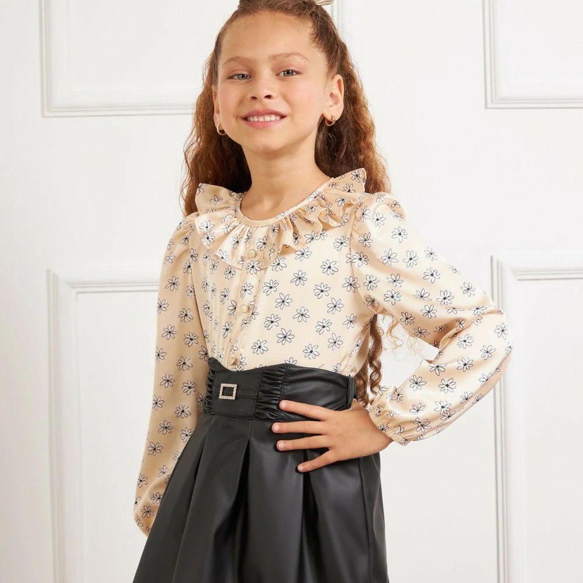 KIDS MASHMELO - Blusa en Seda con Faldon Recogido para Niña Kids Mashmelo