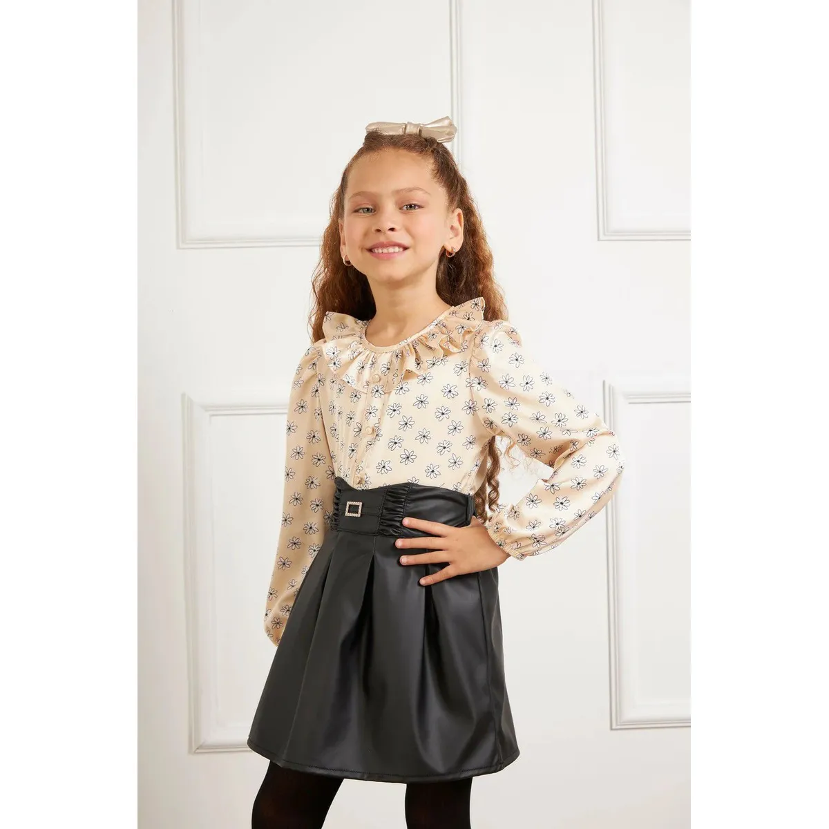 KIDS MASHMELO - Blusa en Seda con Faldon Recogido para Niña Kids Mashmelo