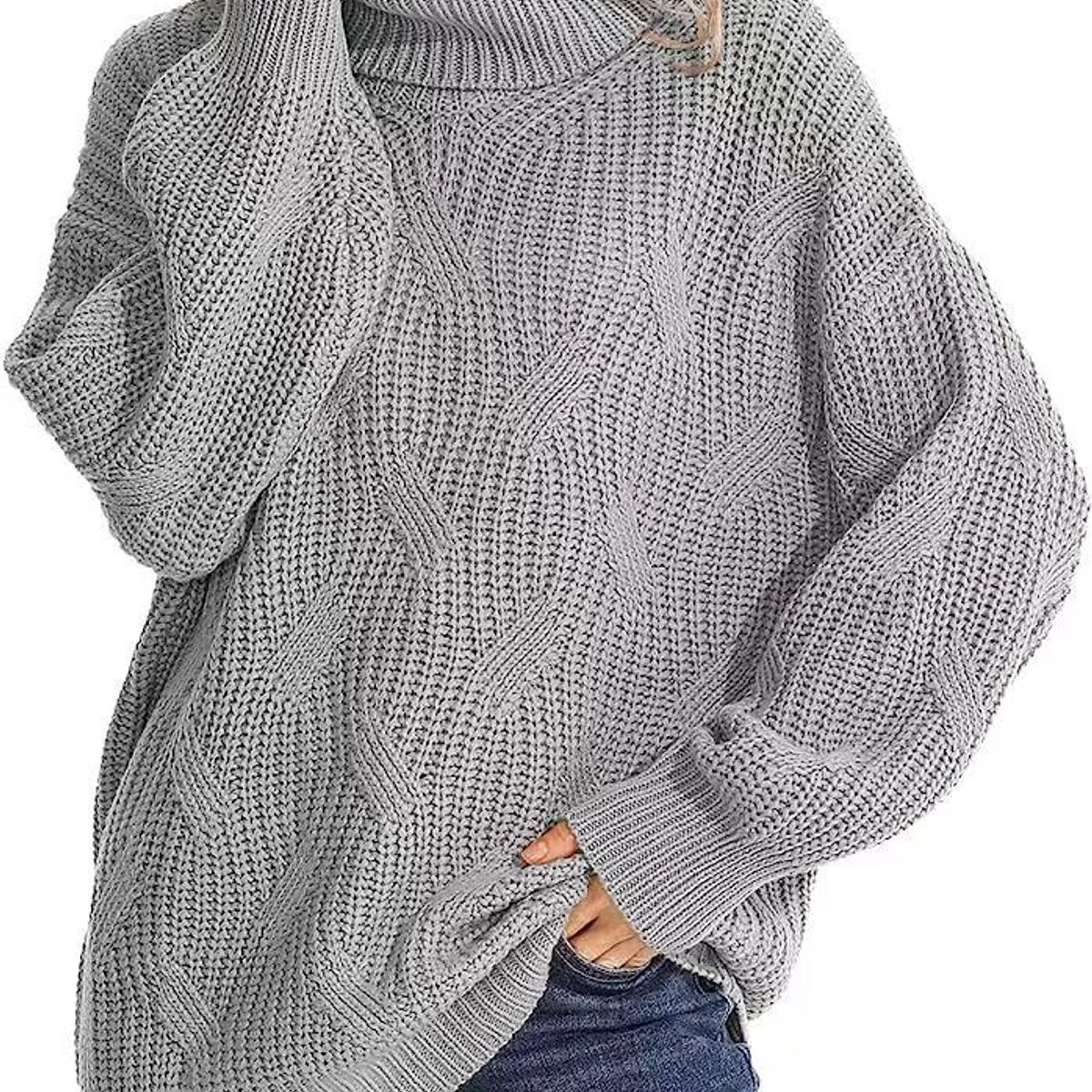 BLWOENS - Suéter de punto con cuello alto para Mujer -Gris