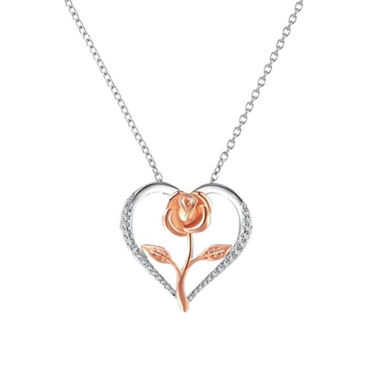 LA TIENDA 88 JOYAS Y ACCESORIOS - La Tienda 88 - Collar Mujer Rosa Bañado en Oro de 18k - Blanco