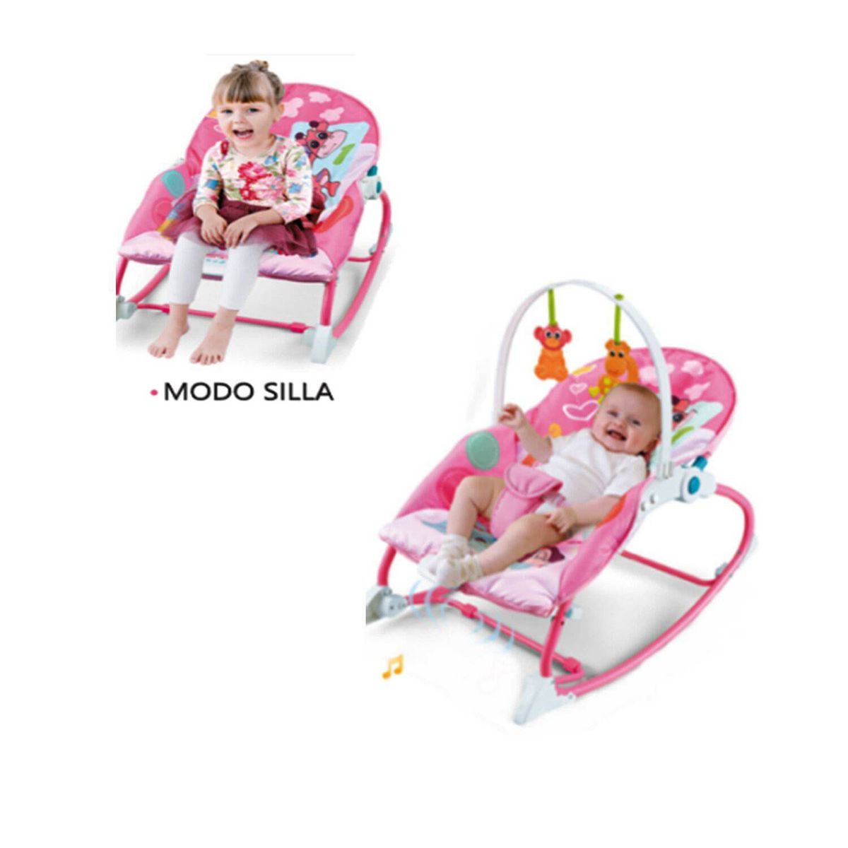 IDEAL - Silla Mecedora y Musical para Bebes Rosado