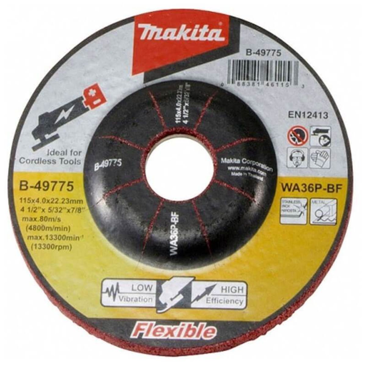 MAKITA - Disco abrasivo desbaste Flexible acero inoxidable 4 12x 40mm WA36P-BF