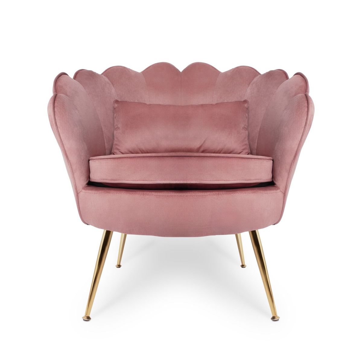 XION - SILLÓN DIWALI - FORMA PÉTALO TAPIZ DE TERCIOPELO ROJO VINO