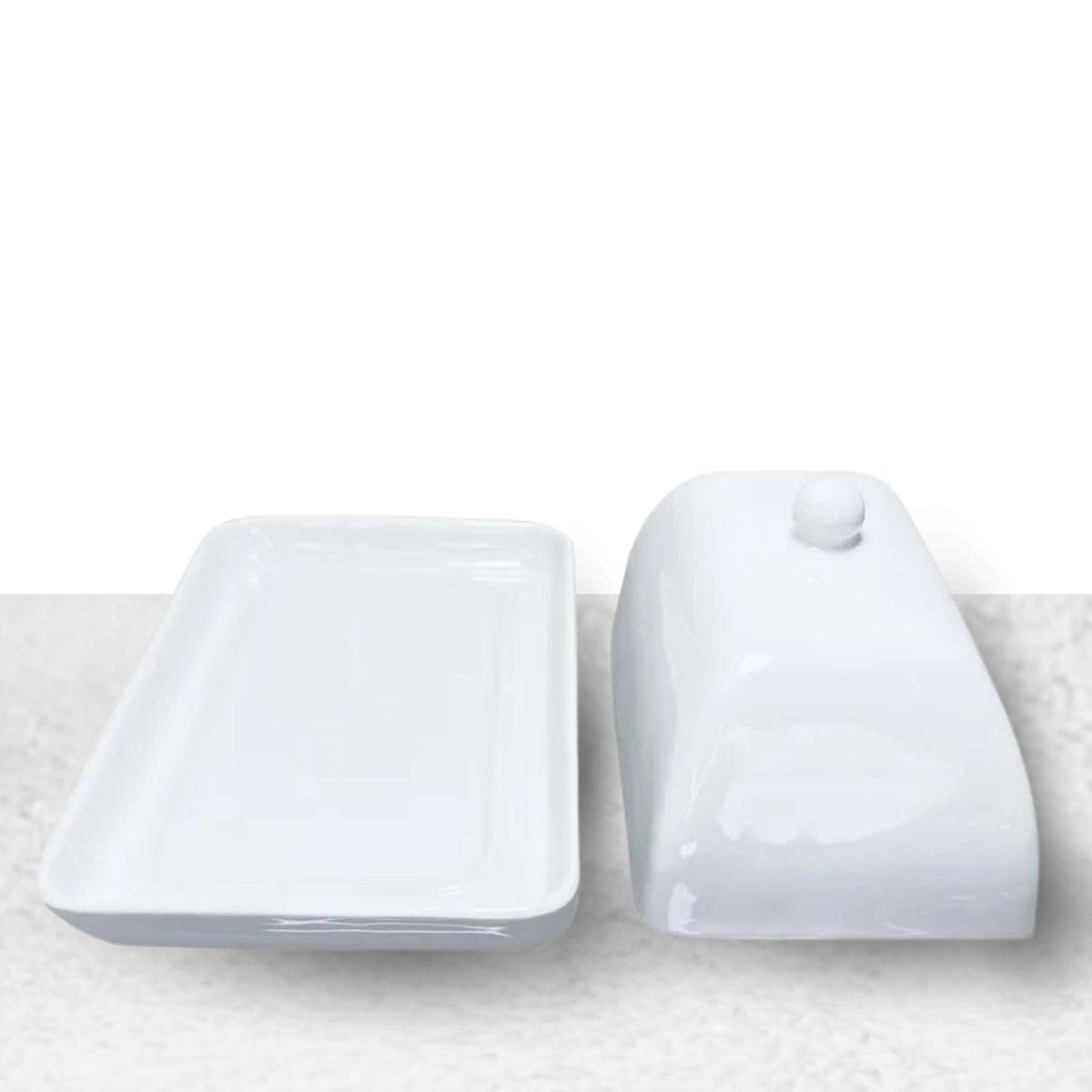 ICHIMATSU - Mantequillera Loza Blanco con tapa