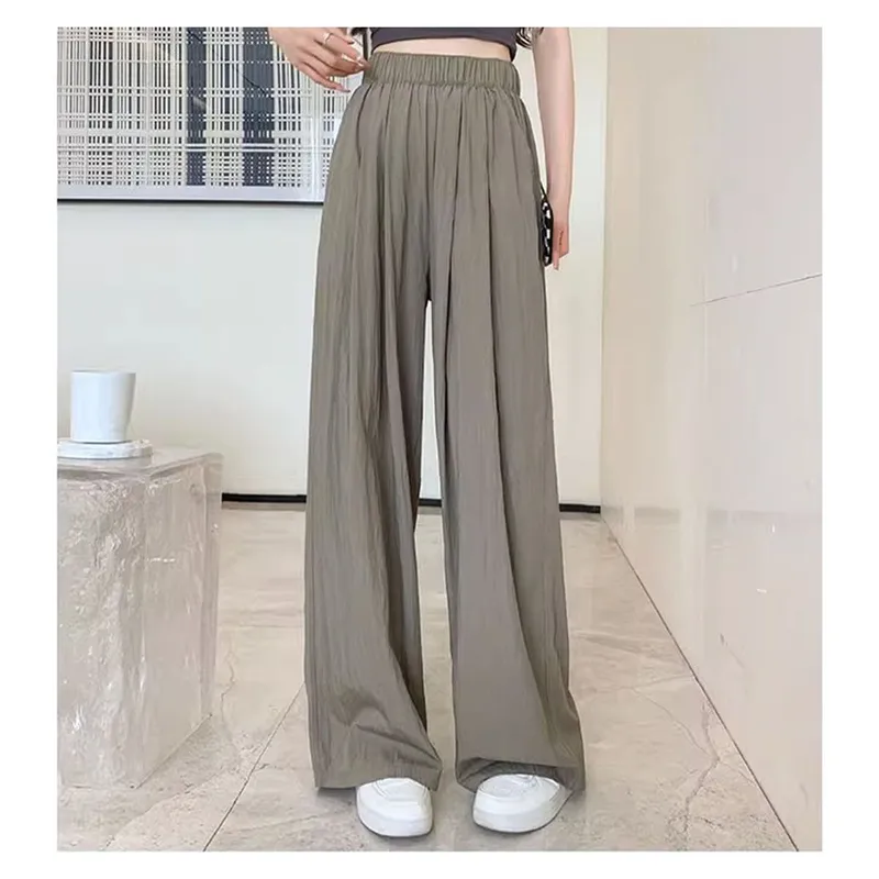42AROZINA - pantalones de pierna ancha con cintura elástica fina para mujer verano