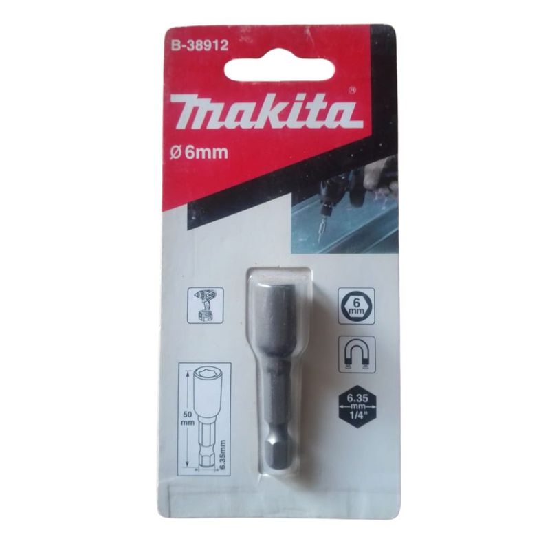 MAKITA - Dado Magnetico 1/4" x 50mm x 6mm Makita B-38912  -  Gris