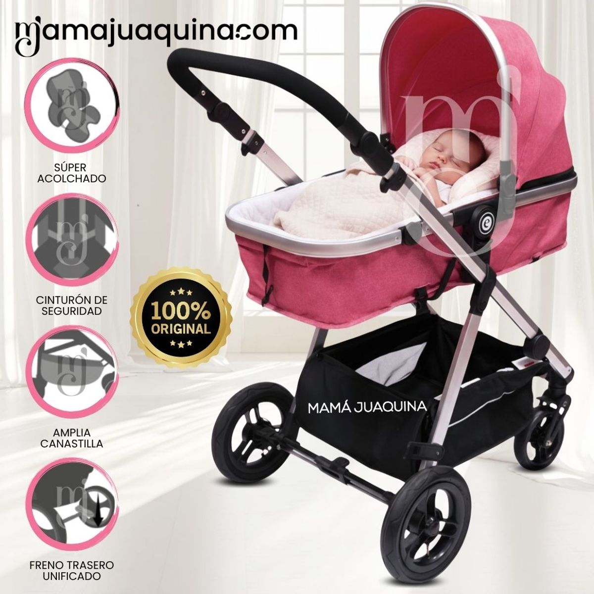 EBABY - Coche Moisés de Lujo «ADISSON» Edición Limitada Pink