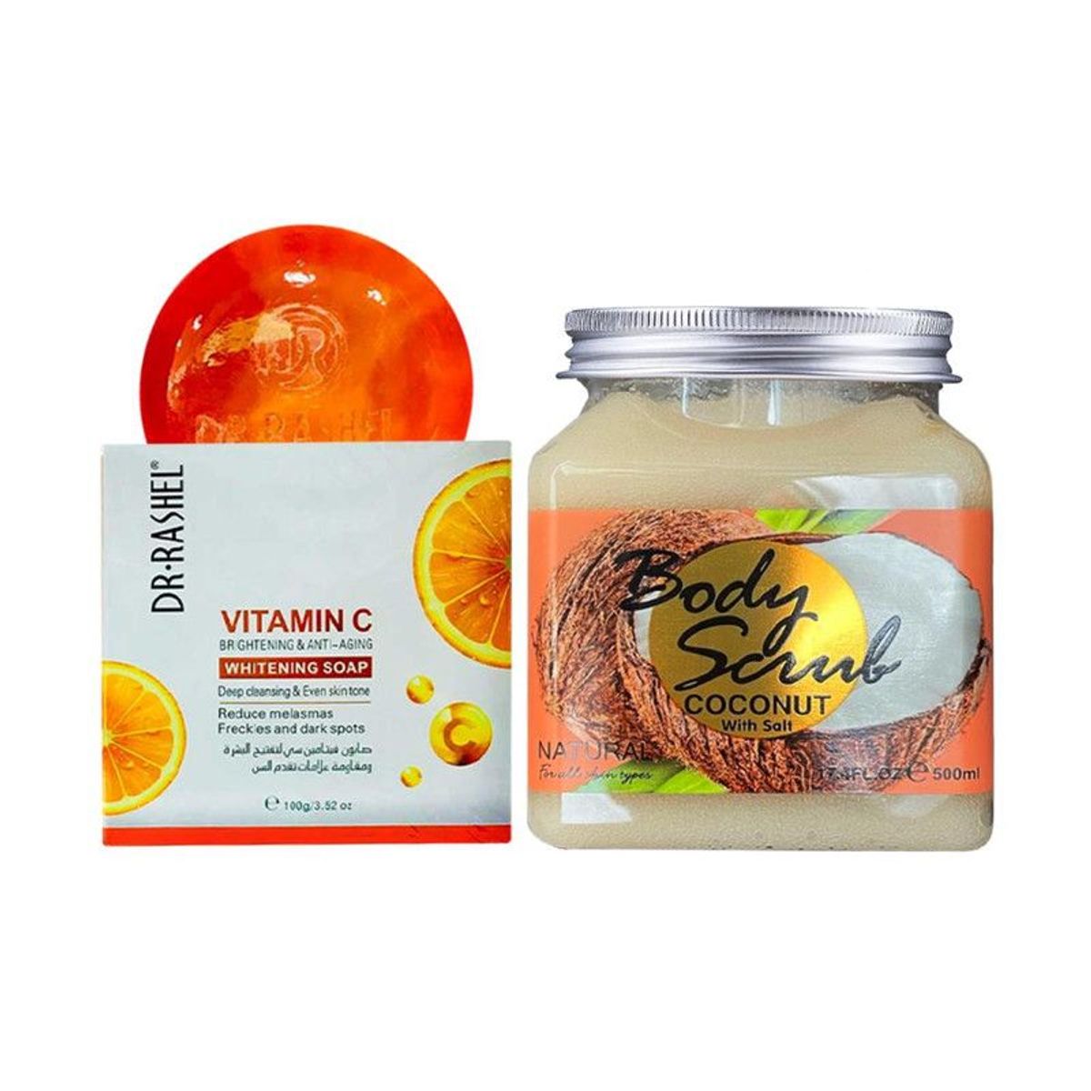 GENERICO - Jabón  Aclarador  con Vitamina C + Exfoliante corporal Coco con sal