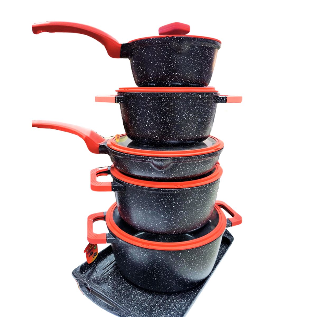 PENTHA - Set de Ollas Roca Volcánica de 11 Pcs Color Negro