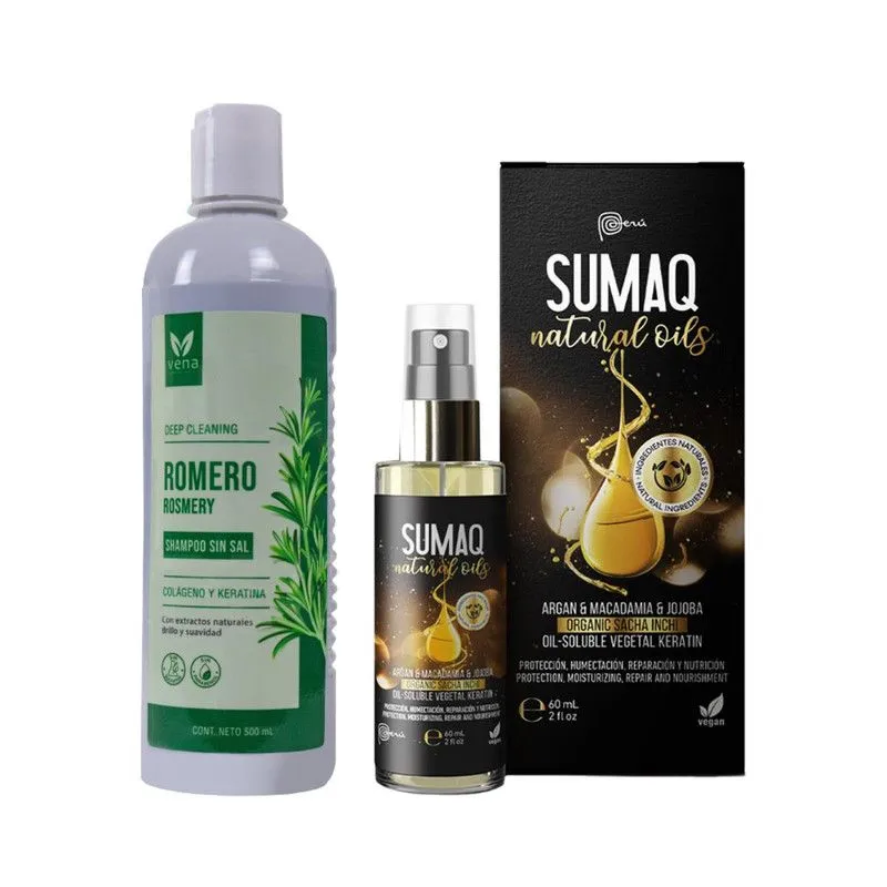 SUMAQ - Shampoo de Romero sin Sal + Aceite Capilar de Sacha Inchi