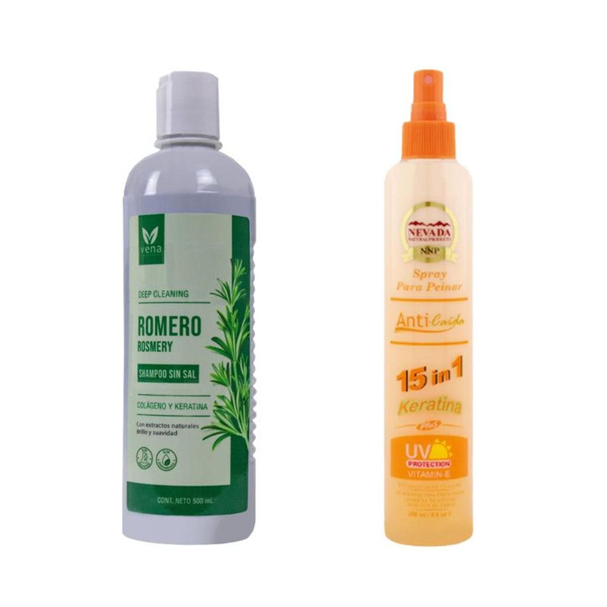 NEVADA NATURAL PRODUCTS - Shampoo de Romero sin Sal + Spray Para Peinar AntiCaida