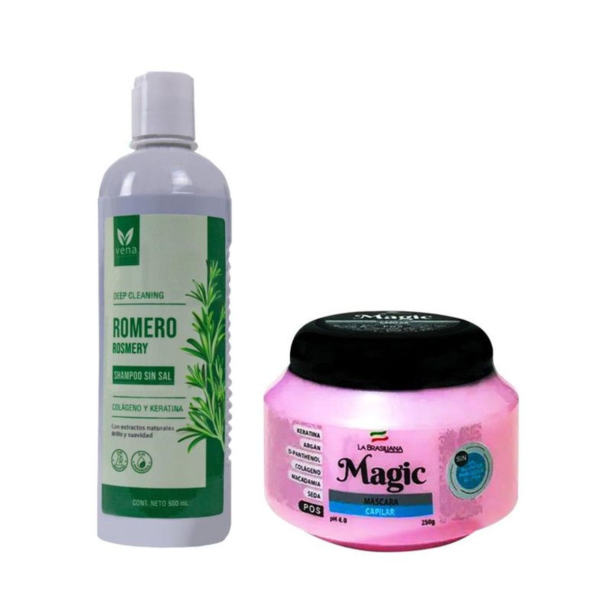 LA BRASILIANA - Shampoo de Romero sin Sal + Máscara Capilar Pos 250gr