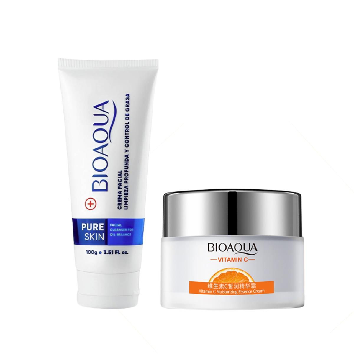 BIOAQUA - Crema Facial Antiacné Pure Skin + Crema Hidratante Vitamina C
