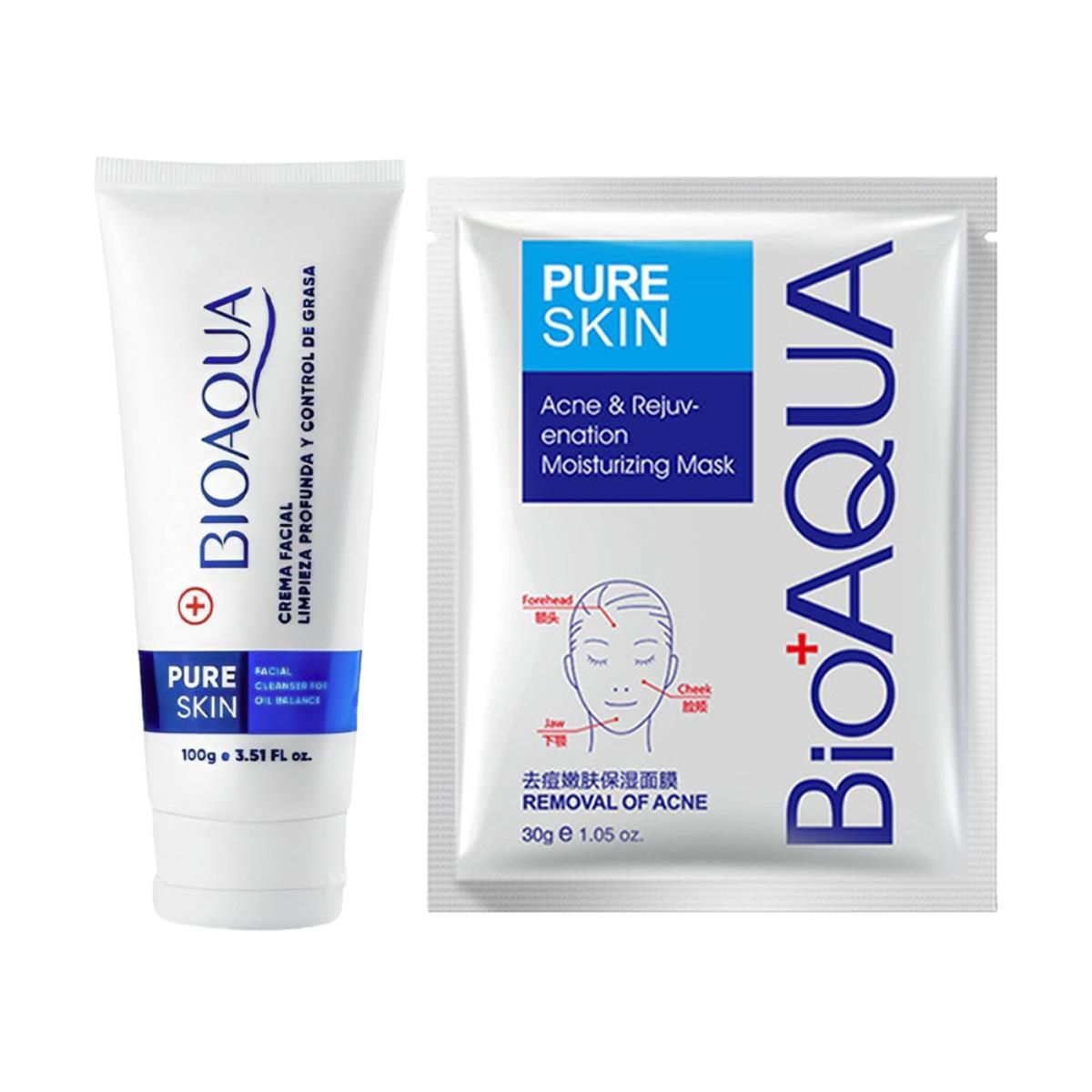 BIOAQUA - Crema Facial Antiacné Pure Skin + Mascarilla Facial Antiacné