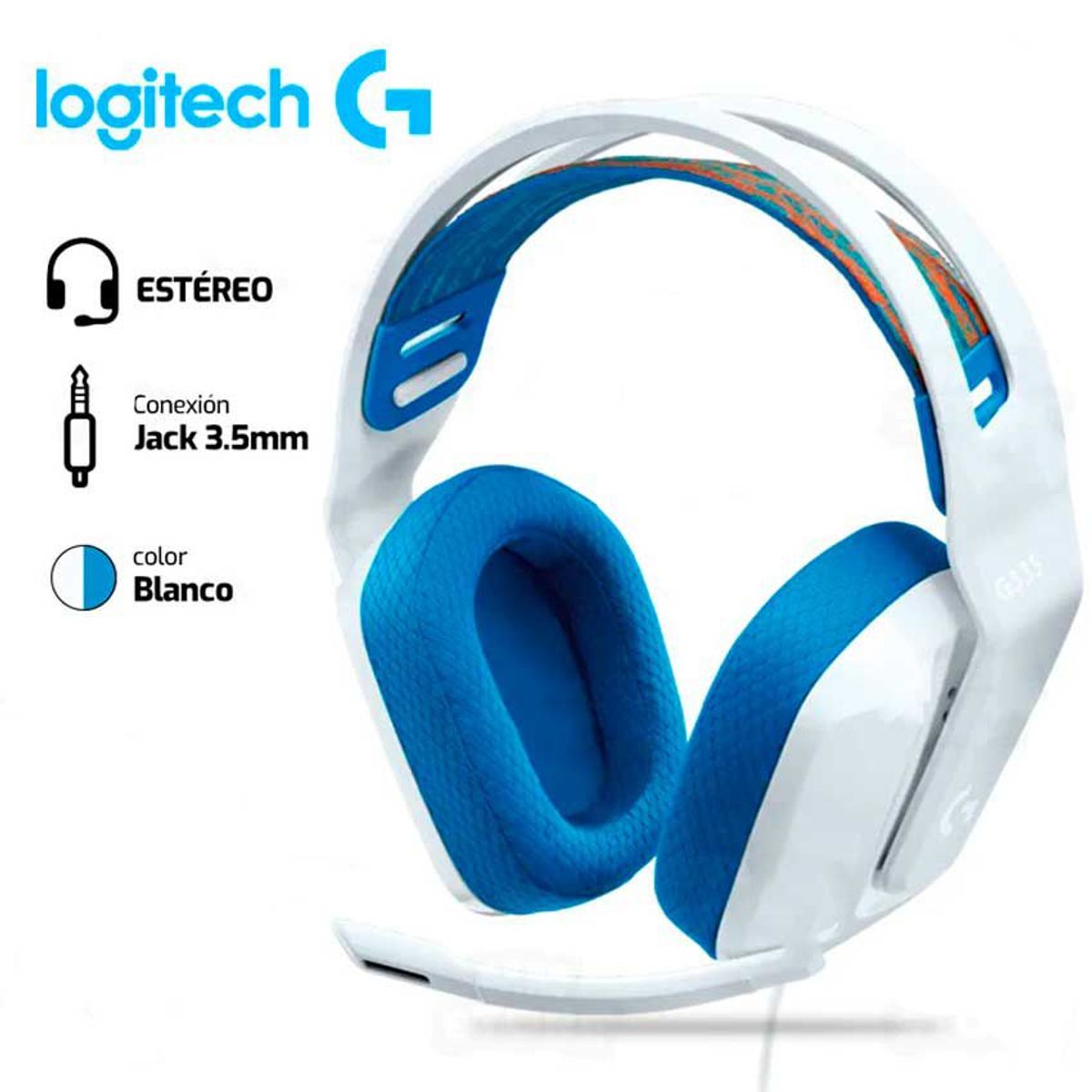 LOGITECH - Logitech G335 Audífonos Ligeros y Versátiles Gamer Multimedia Blanco