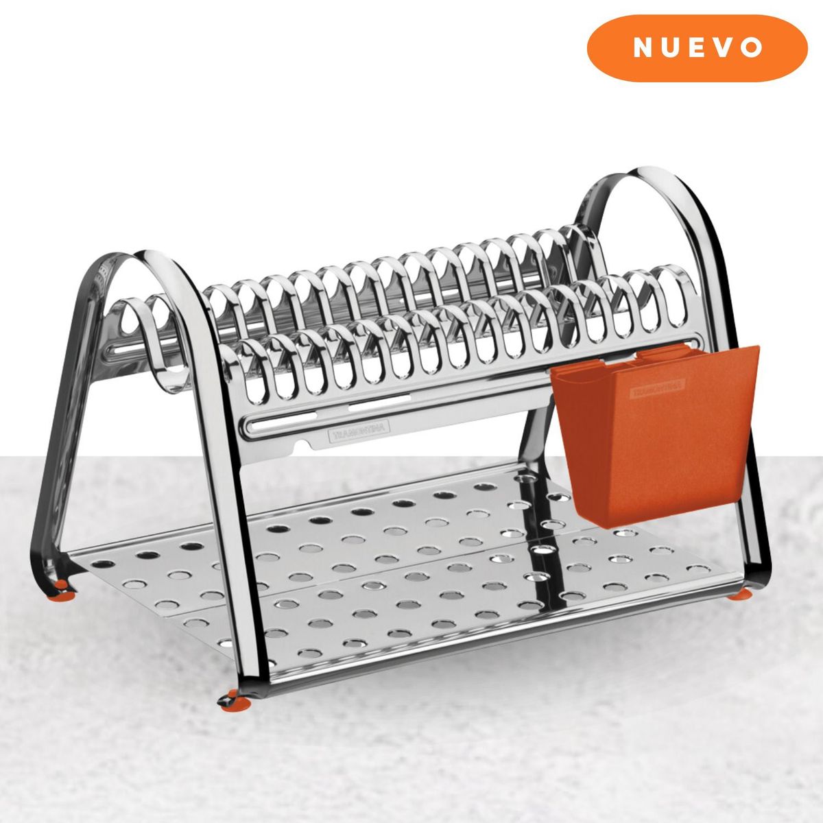TRAMONTINA - Escurridor de platos Tramontina  acero  porta cubiertos naranja