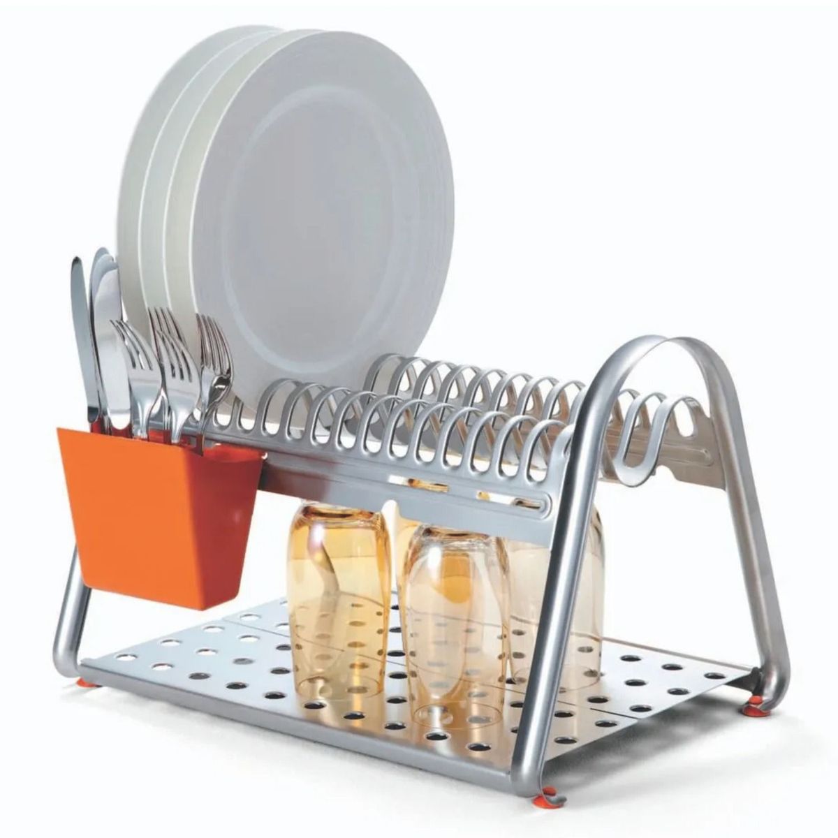 TRAMONTINA - Escurridor de platos Tramontina  acero  porta cubiertos naranja