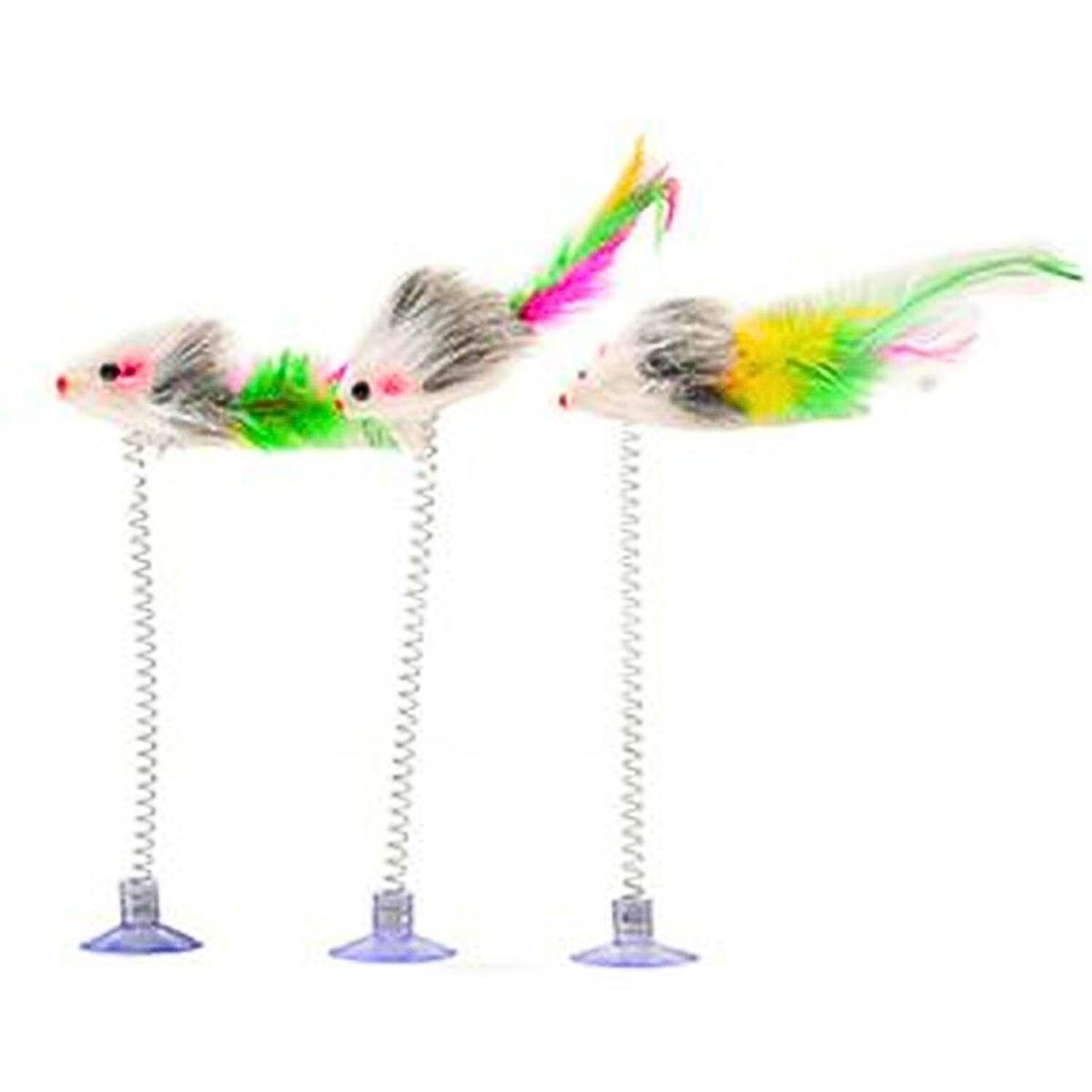 GENERICO - Packx3 Juguete Para Gatos: Ratón Con Resorte