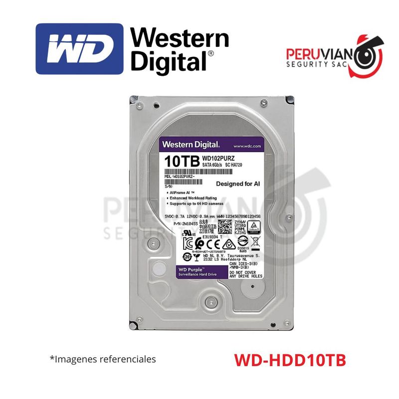 WESTERN DIGITAL - WD-HDD10TB DISCO DURO SATA 10TB 10000GB ESPECIAL PARA DVR