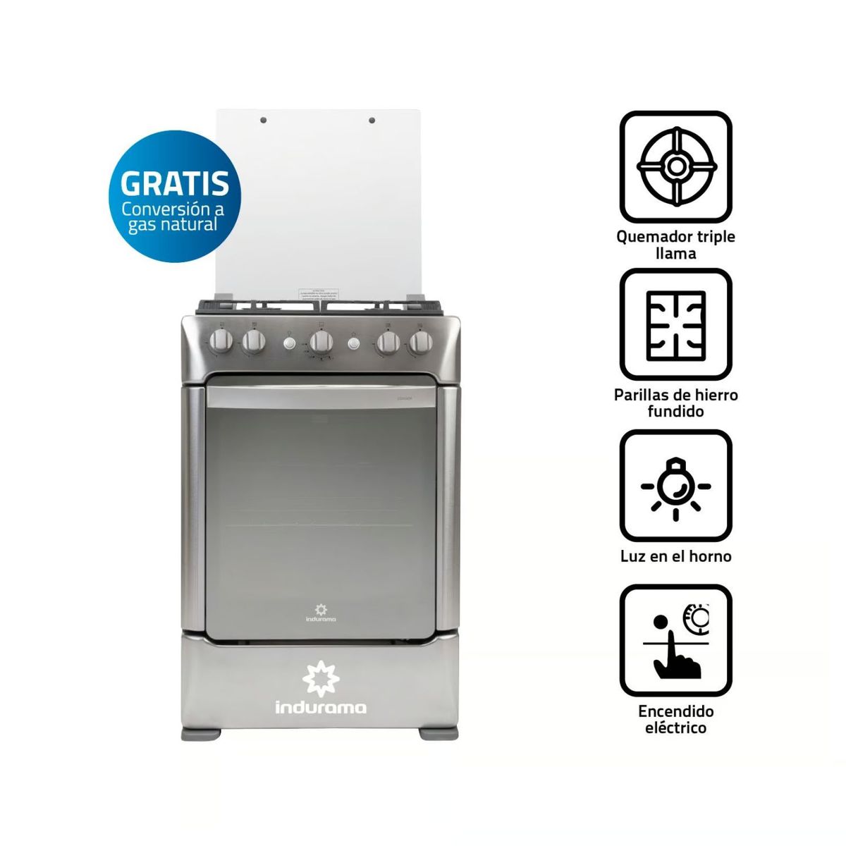 INDURAMA - Cocina indurama a gas 4 quemadores - croma