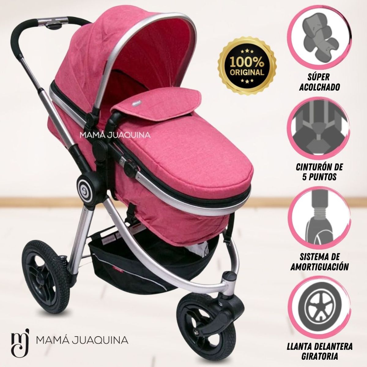 EBABY - Coche Moisés de Lujo «SUZETTE» Edición Limitada Pink