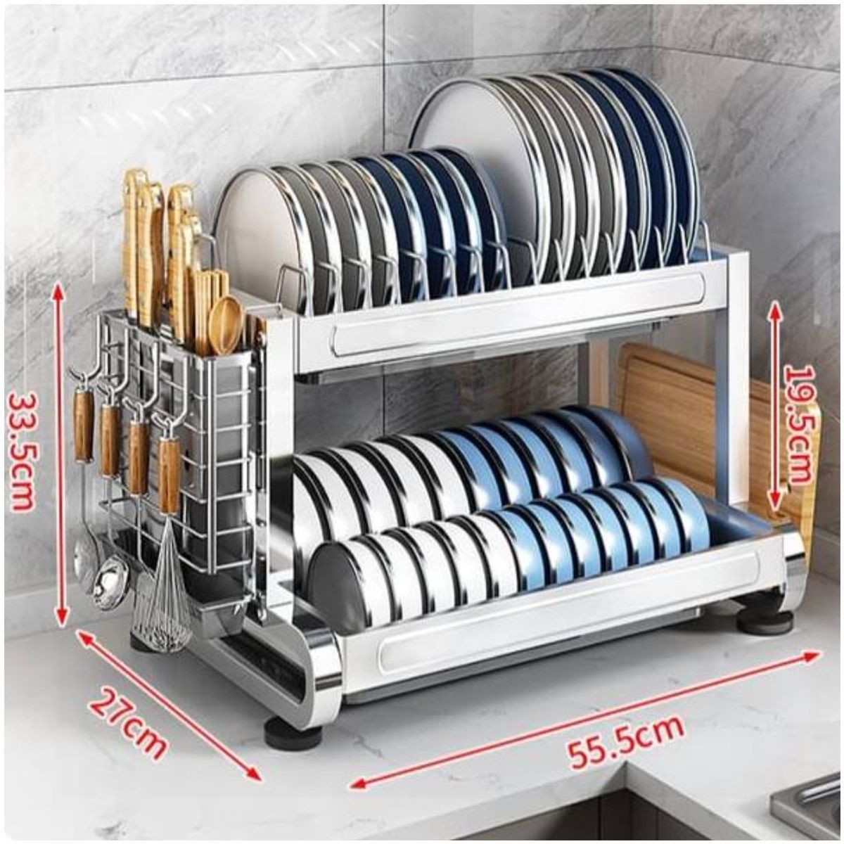 INSPIRA MARKET - Escurridor Organizador de Platos de Cocina 2 niveles