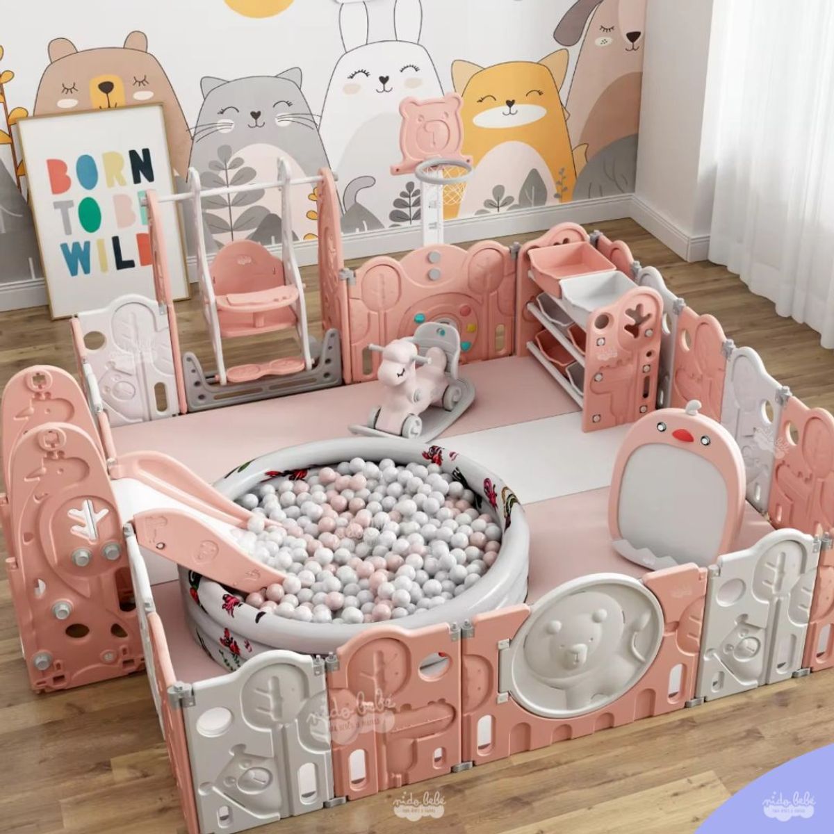 GENERICO - Corralito premium de multiusos Rosado