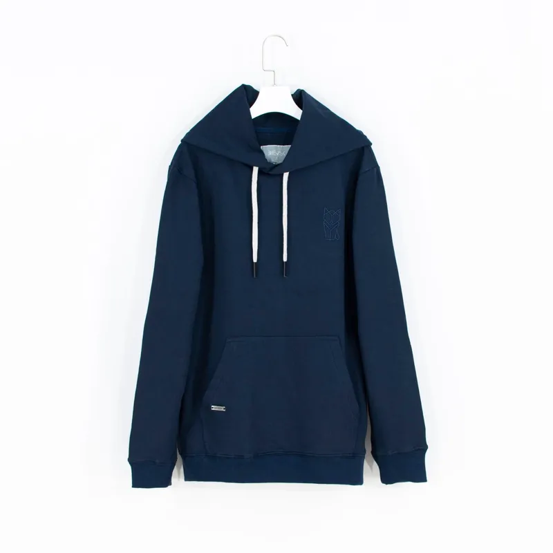 BHEVSK - Polera capucha basica azul