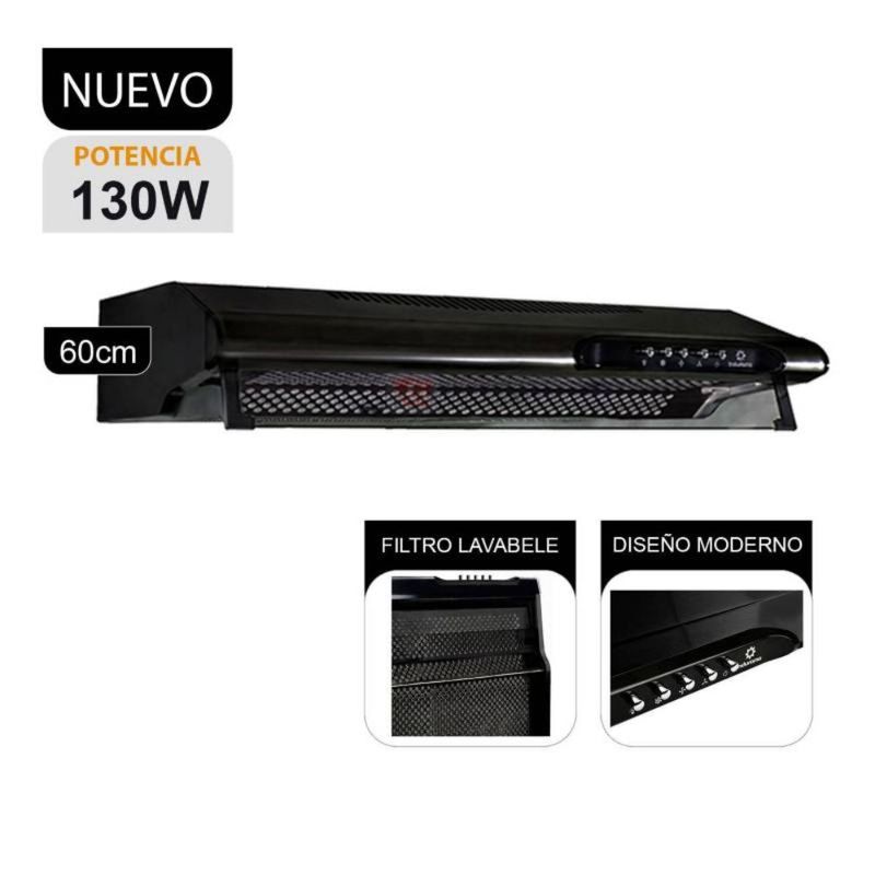 INDURAMA - CAMPANA EXTRACTORA 130 W CEI-602NE NEGRO