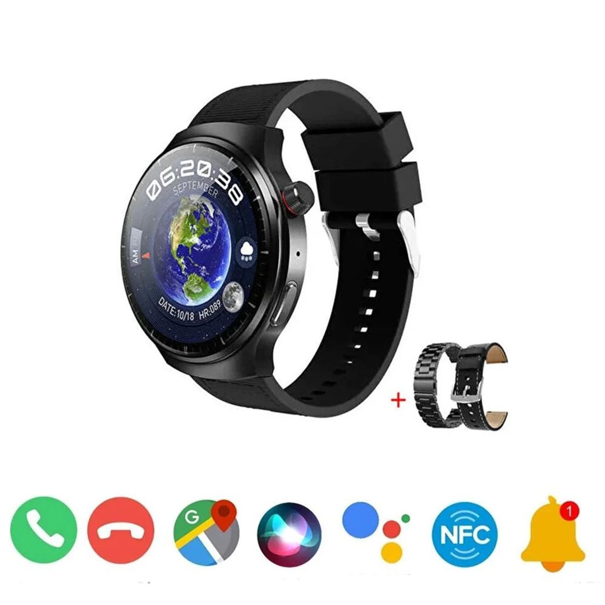 GENERICO - Smartwatch Hw6 Max Amoled Triple Correa Negro.