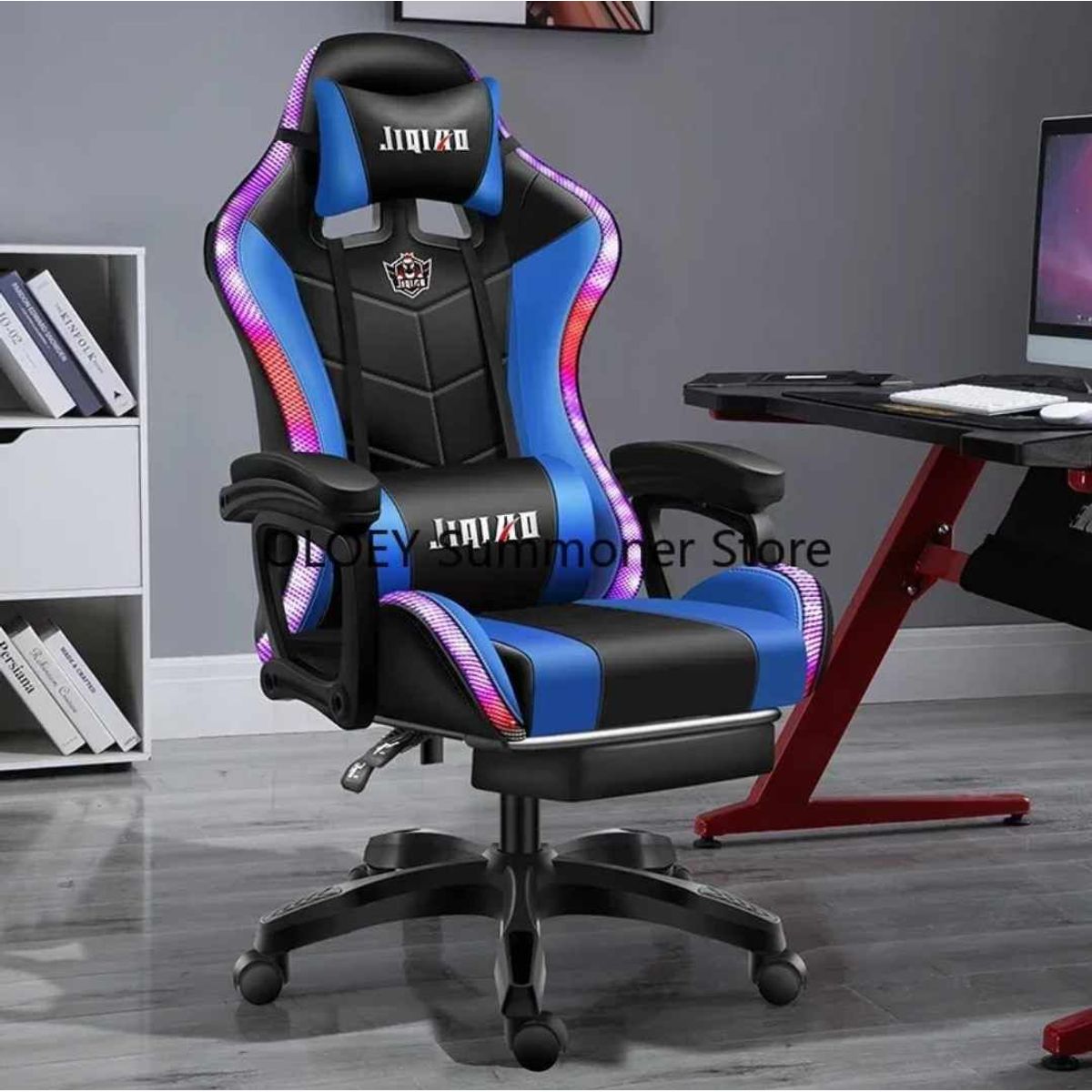 GENERICO - Silla Gamer Pro con Luces LED Ergonomica Reclinable con Posapies C-898