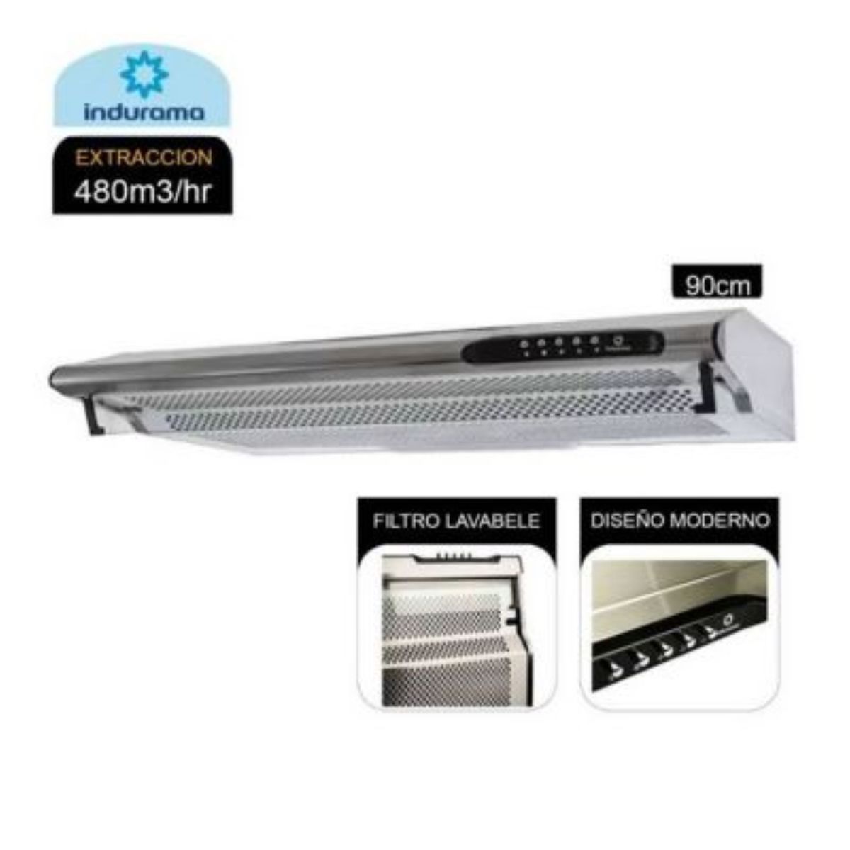 INDURAMA - Campana Extractora 3 Velocidades CEI-902CRP