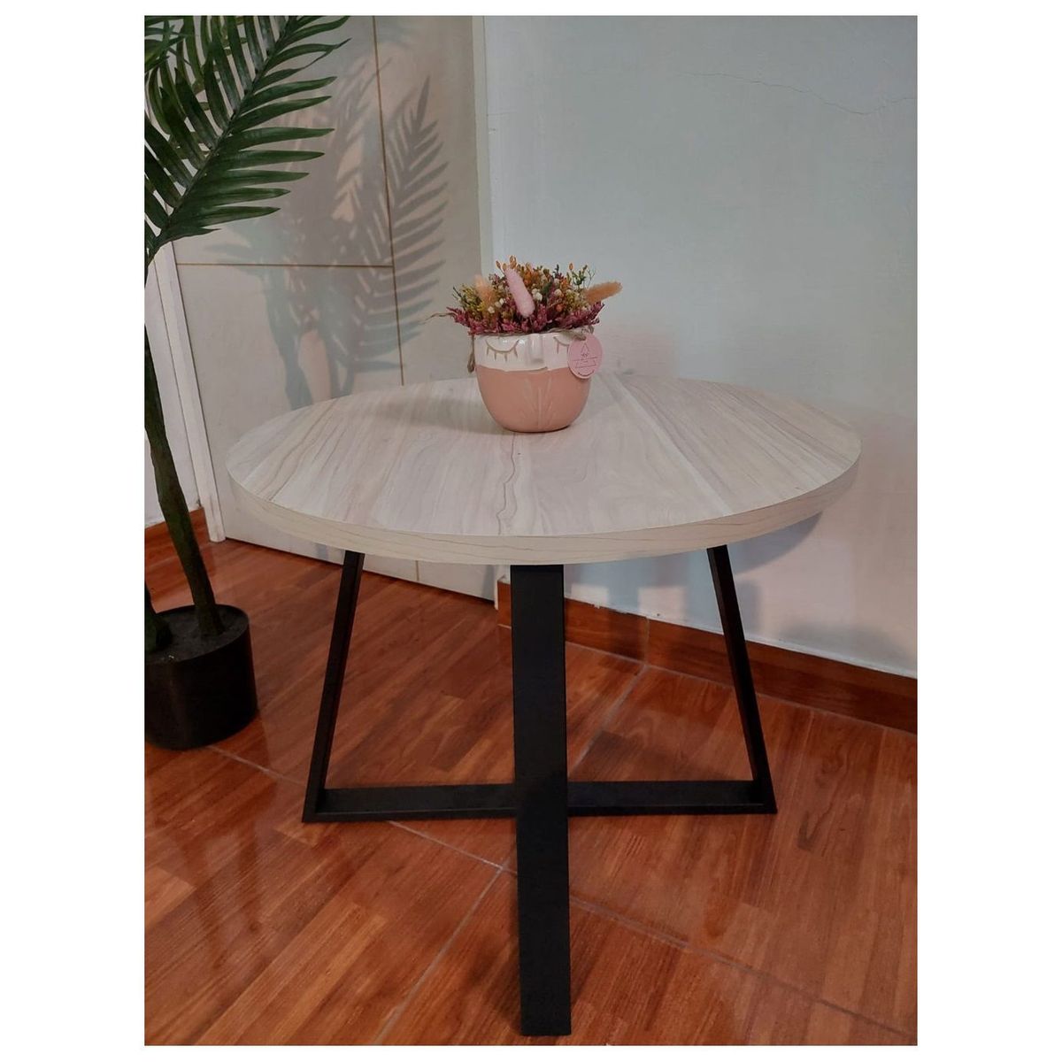 GENERICO - Mesa de centro industrial circular manzano