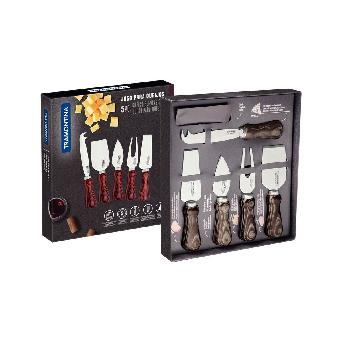 TRAMONTINA - Juego para queso TRAMONTINA HARMONIZA de 5 PZ PROFESIONAL