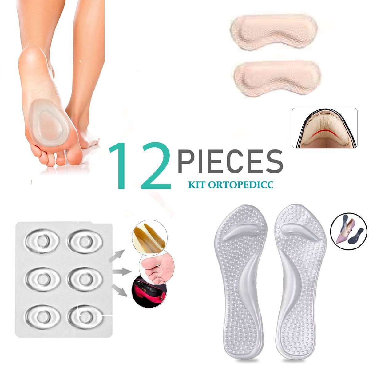 GENERICO - Kit Protectores para Pies Inspira Kvr Gel Silicona