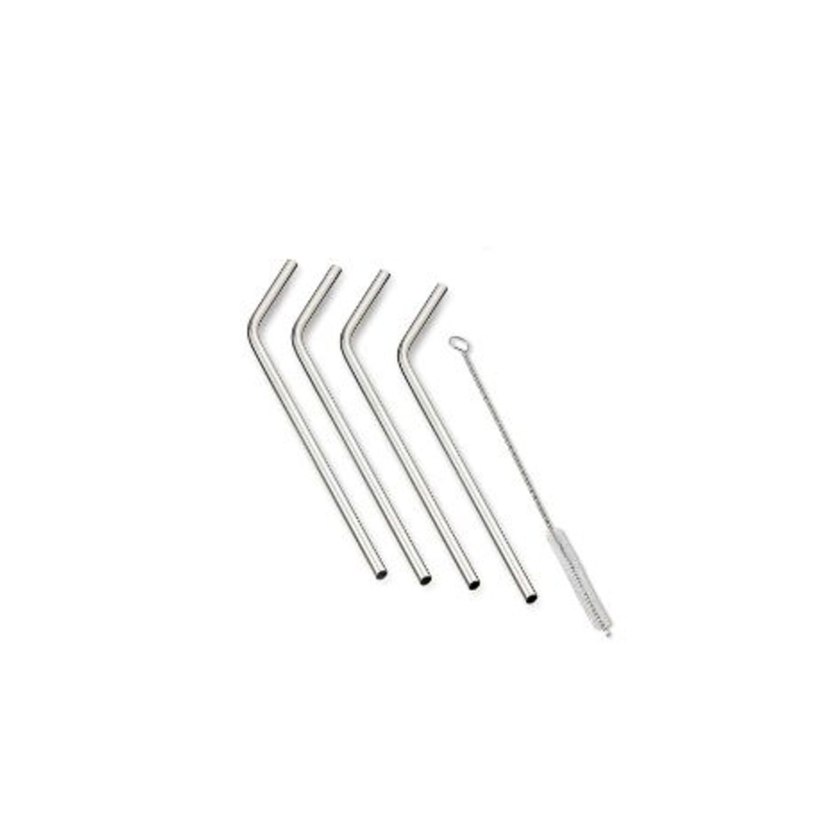 GENERICO - Pack de 4 sorbetes de acero inoxidable con cepillo limpiador