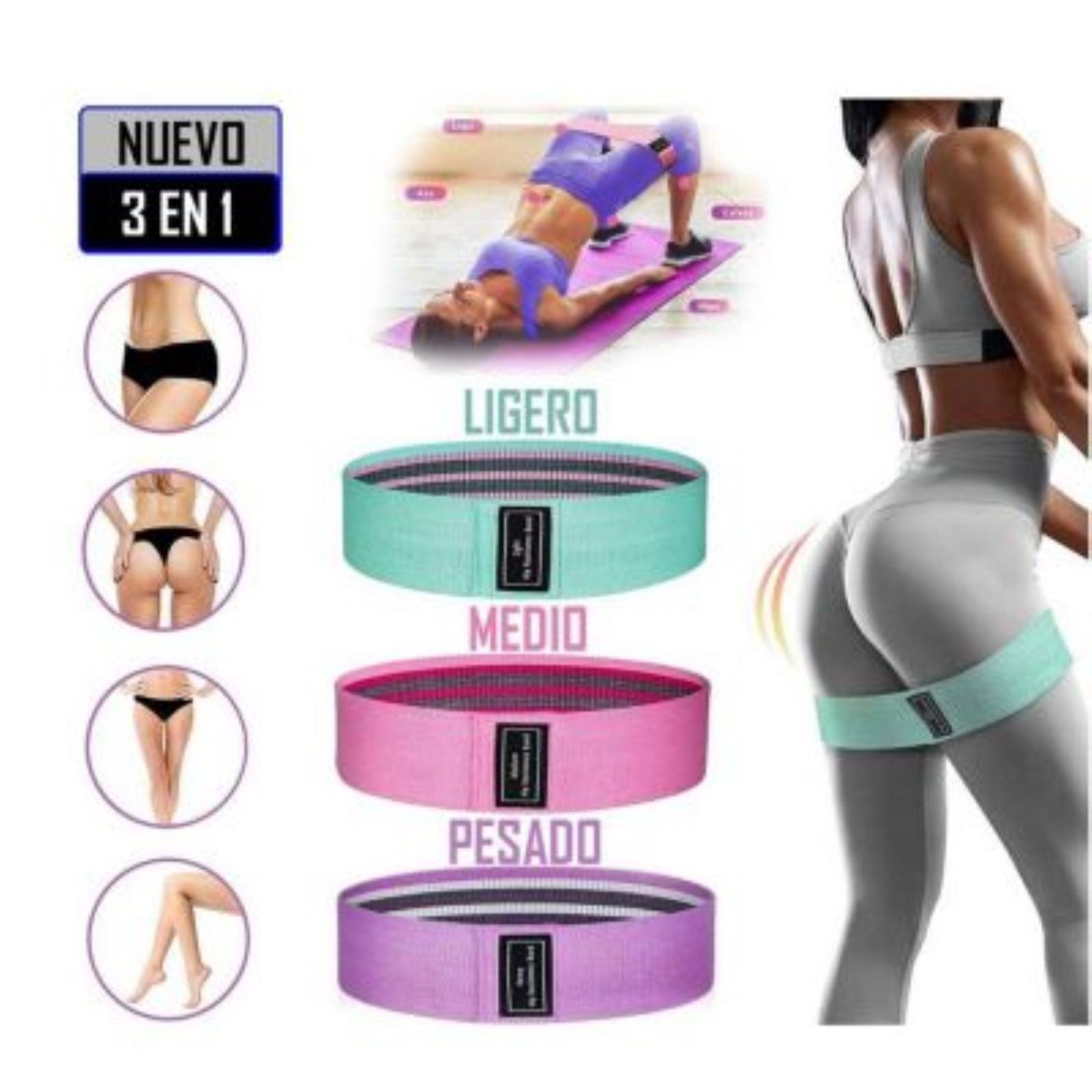 GENERICO - Bandas Elásticas de Tela 3 Niveles Resistencia