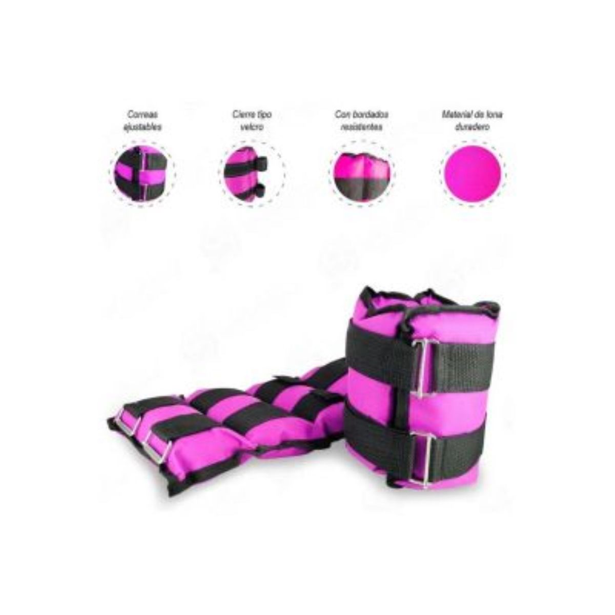GENERICO - Pesas Muñequeras Tobilleras Peso de 2 kg Pack 2U Rosa