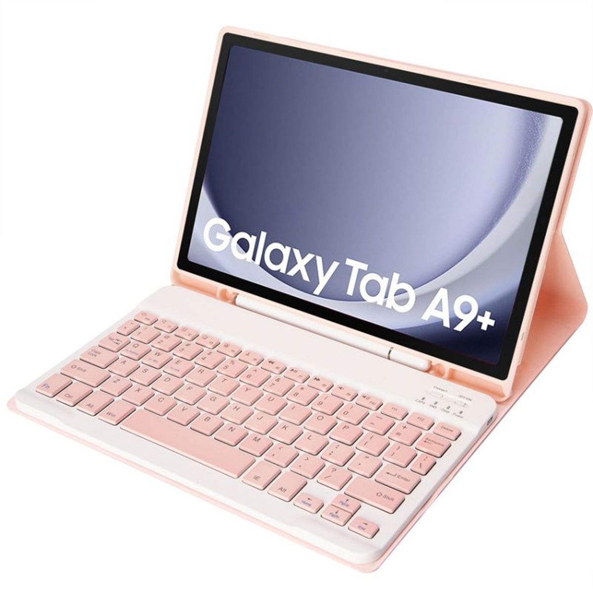 RENVMEXY - Funda con teclado Bluetooth A09B Rosa Para Galaxy Tab A9 Plus 11 pulgadas