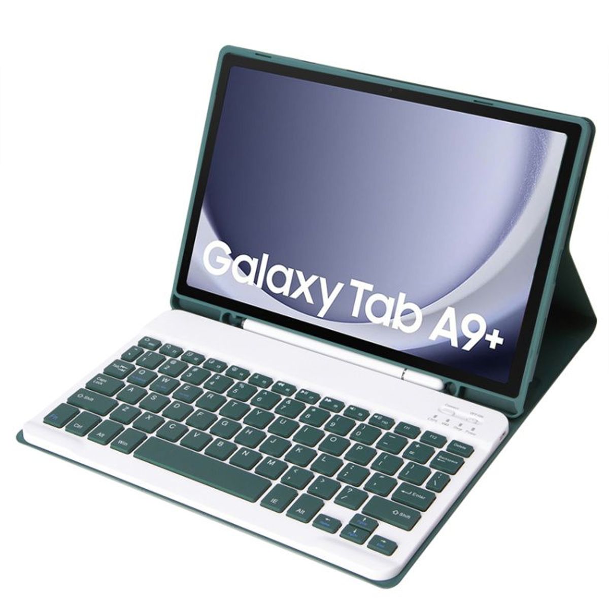 RENVMEXY - Funda con teclado Bluetooth Verde Oscuro Para Galaxy Tab A9 Plus 11inch